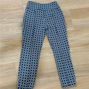 Maeve Navy and Teal Geometric Print Pants small